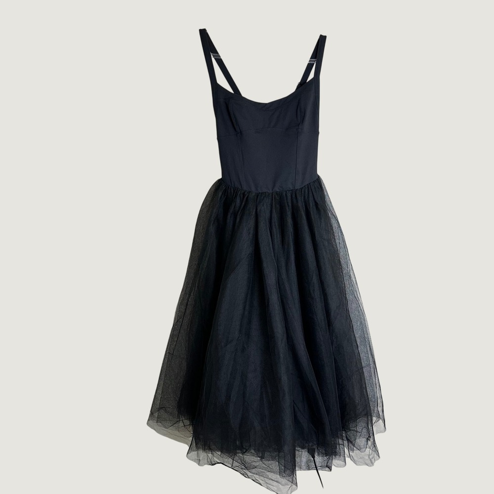 Free People Let's Talk Tutu Slip Dress Black Midi Tulle Layered NEW S Ballerina